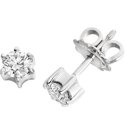 New Prong Set Round Cut Diamonds Studs Earring White Gold Stud Earrings