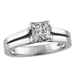 2.20 Ct Princess And Round Cut Natural Earth Mined Diamond Wedding Ring 14K White Gold