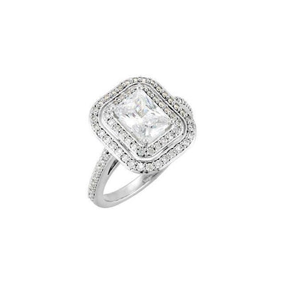 2.21 Carats Emerald & Round Diamonds Engagement Ring Halo White Gold 14K New Halo Ring