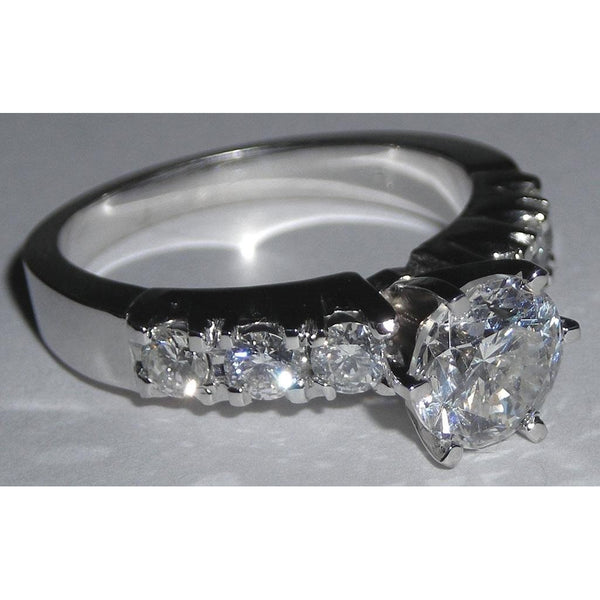 Fancy Lady’s Vintage Style White Gold Diamond Solitaire Ring with Accents 