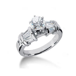 2.25 Carat Three Stone Round & Baguette Diamonds Engagement Ring