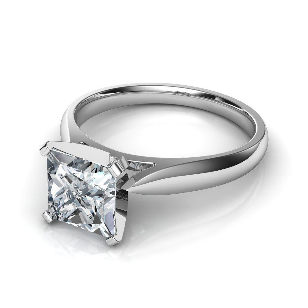 Solitaire Anniversary Ring 14K White Gold
