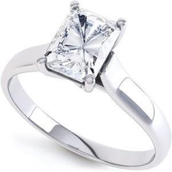 2.25 Carats Solitaire Radiant Cut Prong Set Diamond Wedding Ring