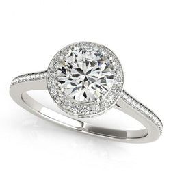 Natural  2.25 Carats Halo Round Diamonds Solid White Gold 14K Engagement Ring