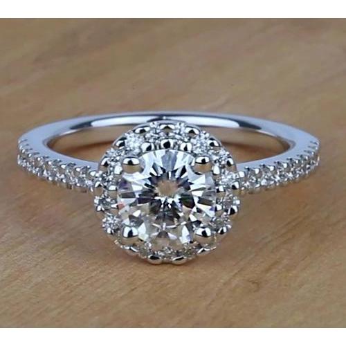 1.60 Carats Halo Round Diamond Engagement Ring
