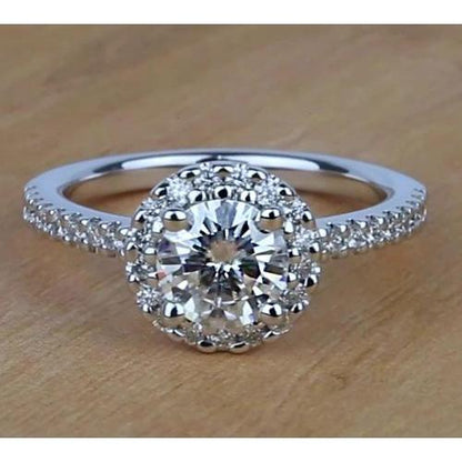 1.60 Carats Halo Round Diamond Engagement Ring