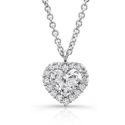 2.25 Carats Heart And Round Cut Diamonds Pendant Necklace White Gold