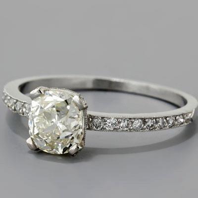 2.25 Carats Old Miner Cut Diamond Wedding Ring Gold White Jewelry Solitaire With Accents Solitaire Ring with Accents