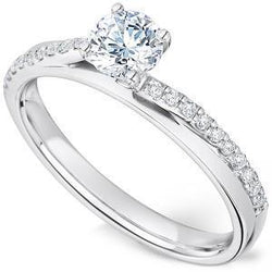 2.25 Carats Round Cut Diamonds Engagement Ring 14K White Gold