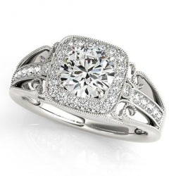 Natural  Round Diamond Halo Engagement Ring 2.25 Carats White Gold 14K