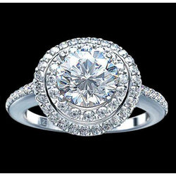Natural  Double Halo Diamond Engagement Ring 2.25 Ct.White Gold