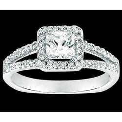 Natural  Halo Princess Diamond Ring With Accents 2.25 Ct. White Gold 14K