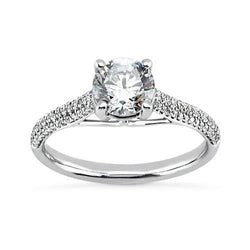 2.25 Ct Prong Set Round Brilliant Diamonds Ring With Accents