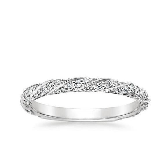 2.25 Ct Round Cut Diamond Wedding Band 14K White Gold Band