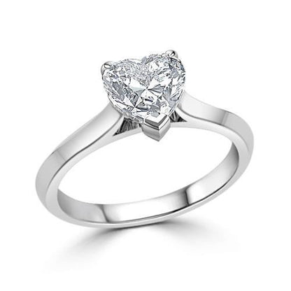 Heart t Shape Jewelry Sparkling Unique Solitaire White Gold Diamond Anniversary Ring 