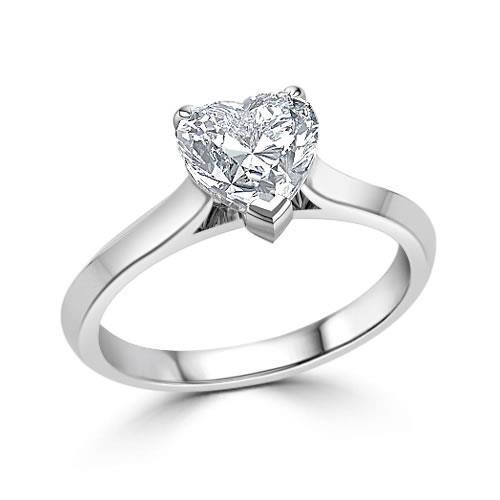 Heart t Shape Jewelry Sparkling Unique Solitaire White Gold Diamond Anniversary Ring 