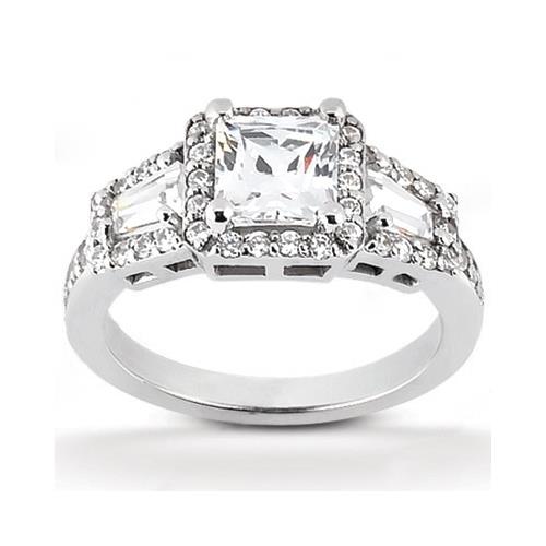 2.25 Ct. Three Stone Diamond Princess Cut Engagement Ring Three Stone Ring