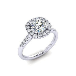 2.25 Carats Halo Round Diamond Ring White Gold 14K