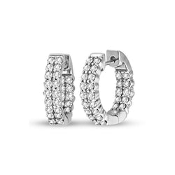 2.25 Ct Round Brilliant Cut Natural Earth Mined Diamonds Lady Hoop Earrings Gold White 14K