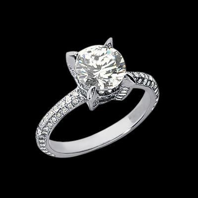 Lady’s Solitaire Ring with Accents White Gold Diamond  