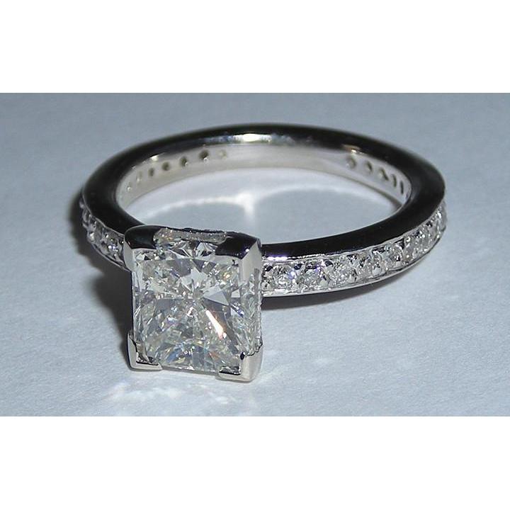 Elegant Round Antique Solitaire Ring with Accents White Gold Diamond  