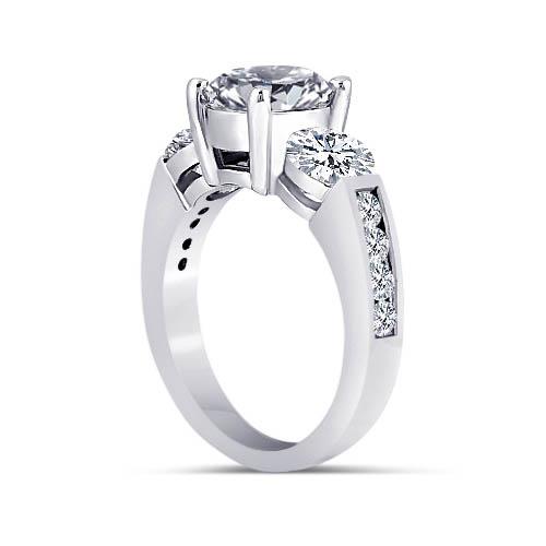 Three Stone Ring 3.76 Carat Round Diamonds Three Stone Style Engagement Ring Jewelry