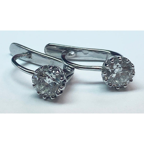  Women Jewelry Sparkling Unique  Stud Earrings White Gold Diamond 