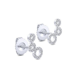 2.3 Ct Halo Round Brilliant Cut Stud Earring 14K White Gold