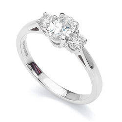 2.30 Carats Oval And Round 3 Stone Diamond Ring White Gold 14K