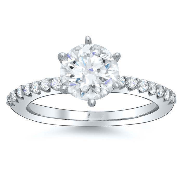  Women Jewelry Sparkling Unique Solitaire Ring with Accents White Gold Diamond 