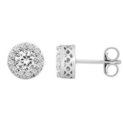 2.30 Carats Round Cut Natural Earth Mined Diamond Stud Pave Halo Earrings 14K Gold White