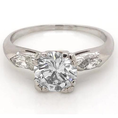 2.30 Carats Round Diamond Three Stone Ring Marquise F Vs1 White Gold 14K Jewelry Three Stone Ring