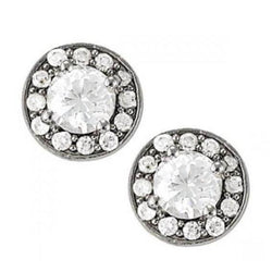 2.30 Carats Round Diamonds Halo Studs Earrings Pair White Gold 14K