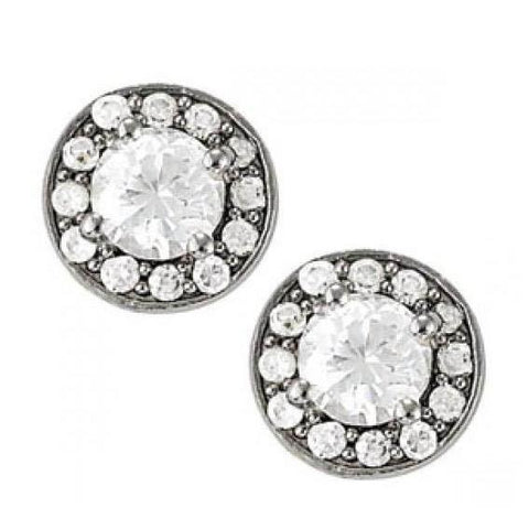 New Round Diamonds Halo Studs Earrings Pair White Gold  