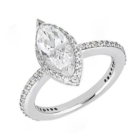 2.30 Ct. Marquise Center Diamond Ring Halo Wg New Halo Ring