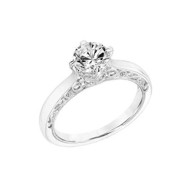  Sparkling Round Brilliant Cut Diamonds Engagement  White Solitaire Ring with Accents