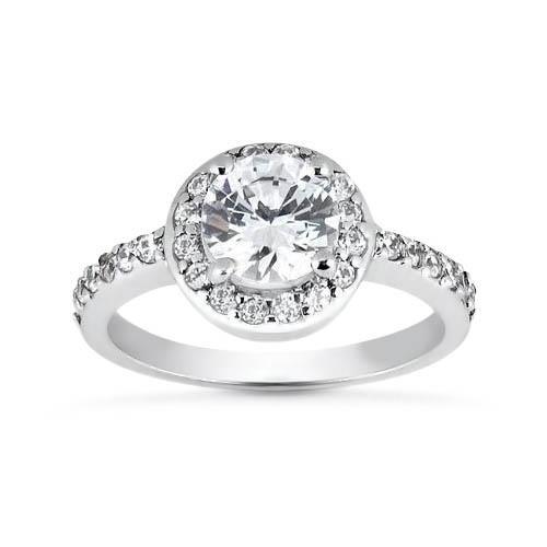 2.30Ct Solitaire With Accents Halo Ring Round Diamonds Halo Ring