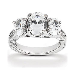 2.31 Carat Three Stone Wedding Diamond Ring Vintage Style New