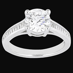 2.31 Carat Round Wedding Ring With Baguette Diamonds White Gold