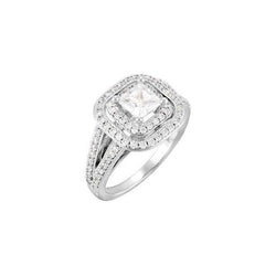 Natural  2.32 Ct Princess Center Diamond Halo Wedding Anniversary Ring