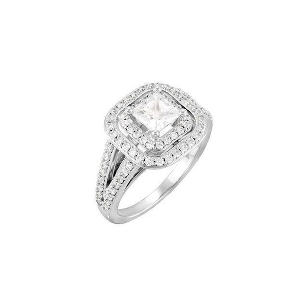 2.32 Cts. Princess Center Diamond Wedding Anniversary Ring Halo Halo Ring