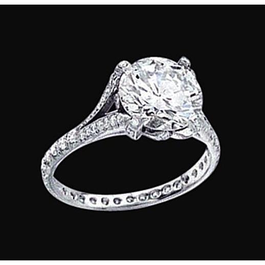 Diamonds Royal Engagement Ring White Gold Solitaire Ring with Accents