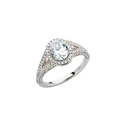 2.35 Carats Oval Halo Anniversary Ring Split Shank White Gold 14K Halo Ring