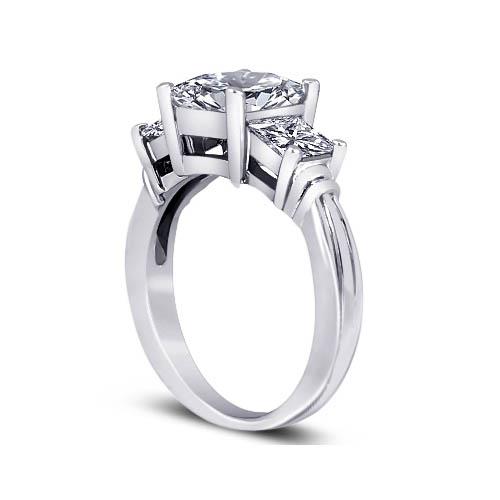 Three Stone Ring 2.51 Carat Princess Diamonds Engagement Ring 3 Stone Gold Jewelry