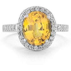 23 Ct Oval Cut Yellow Madeira Citrine & Natural Earth Mined Diamond Wedding Halo Ring Gold