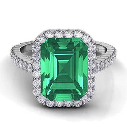 24 Ct Green Emerald And Natural Earth Mined Diamond Wedding Ring White Gold Jewelry