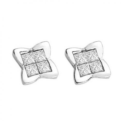 2.4 Ct Princess Cut White Diamond Post Earring Earrings