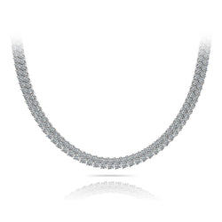 24 Ct Prong Set Round Diamond Checkerboard Necklace White Gold 14K