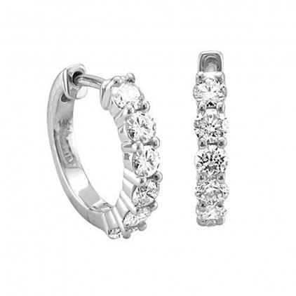 2.4 Ct Prong Set Round Diamond Hoop Earring Hoop Earrings