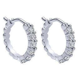 2.4 Ct Round Cut Natural Earth Mined Diamond Hoop Earrings 14K White Gold